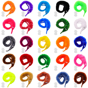 Onest 25 Pieces Magic Worm Toys Wiggly Twisty Fuzzy Worm Toys Carnival Party Favors, 25 Colors
