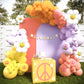 House Of Party Hippie Groovy Balloon Arch 140 Pcs - Coral, Orange, Yellow, Purple & Daisy Flower Balloons Garland With Paper Ban