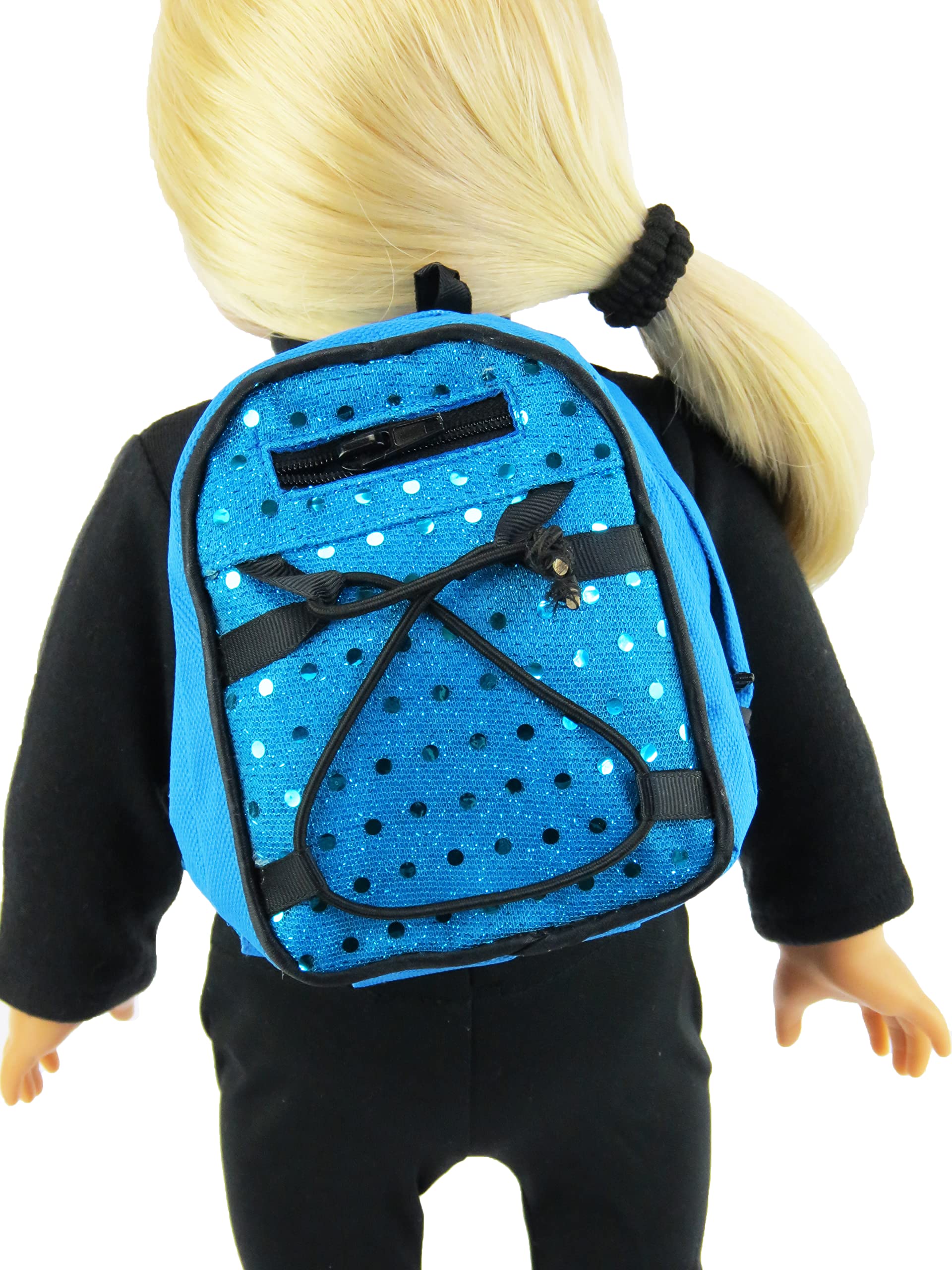 American Fashion World Doll Teal Sequin School Backpack for 18-Inch Dolls | enhanced Quality & Trendy Design | Dolls Accessories for Popular Brands