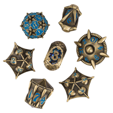 Udixi Dragon Metal Dice Set D&D, 7-Die Polyhedral Dice Set With Unique Shape For Dnd Dungeons And Dragons Role Playing Games(Bro