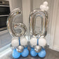 40 Inch Silver 60 Number Balloons Giant Jumbo Huge 60 Foil Mylar Helium Number Digital Balloons Silver Birthday Mylar Digital Ba