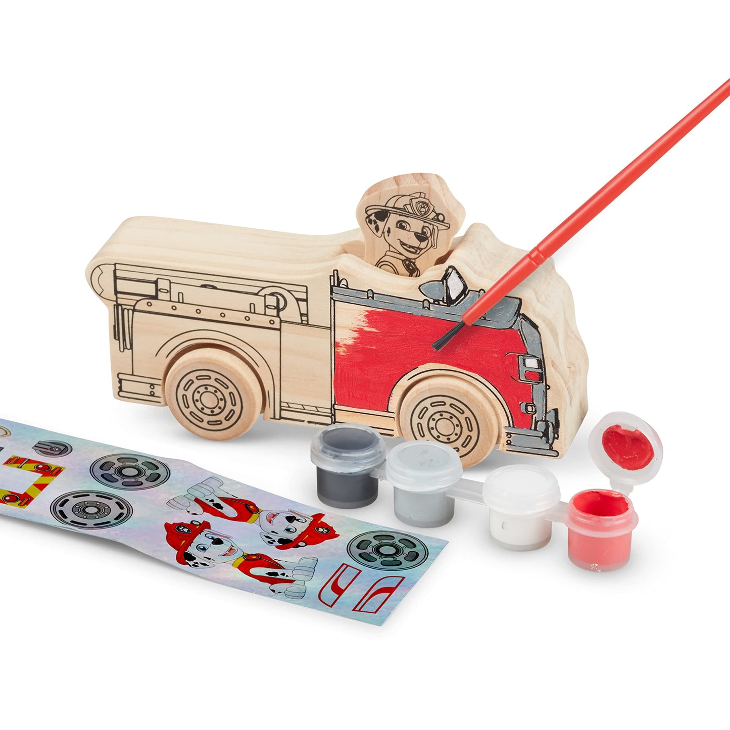 Melissa & Doug PAW Patrol Wooden Vehicles Craft Kit - 3 Decorate Your Own Vehicles, 3 Play Figures