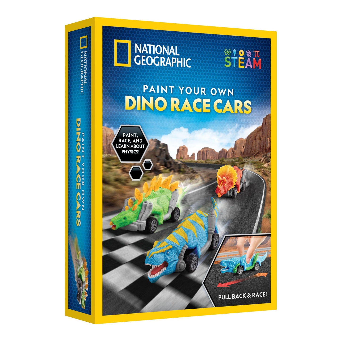 Blue Marble Dinosaur Race Cars Craft Kit - Paint 3 Cars with 6 Colors, Multicolor, Model RTDINOCAR, Kids Arts & Crafts