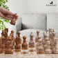 Radicaln Marble Chess Set 15 Inches Fossil Coral And Dark Brown Handmade Board Game Chess Sets For Adults - Travel Chess Game Se