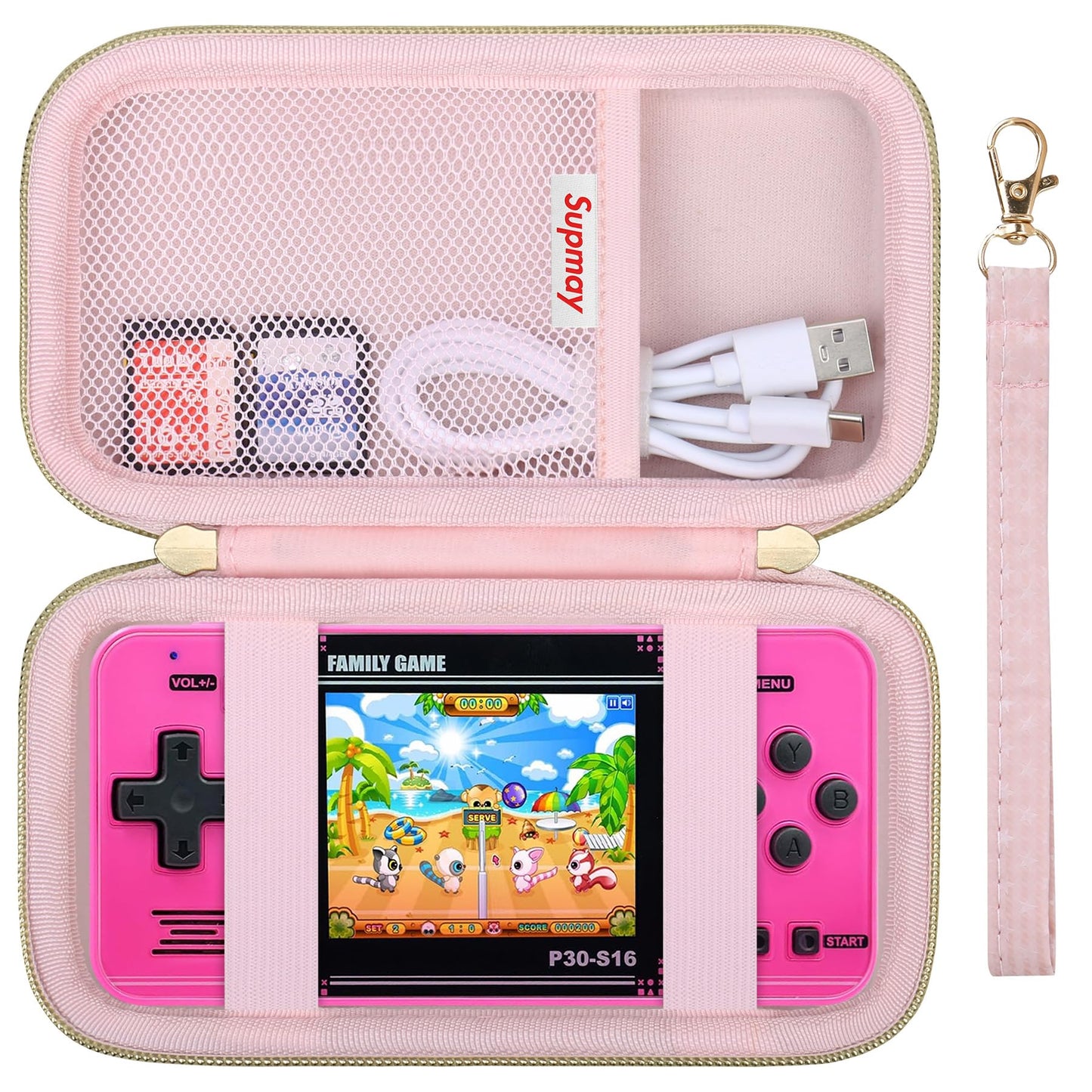 Supmay Carrying Case Compatible with WELLSTG Handheld Game for Kids -Preloaded 220 Retro Video Games, Portable Gaming Player Sto