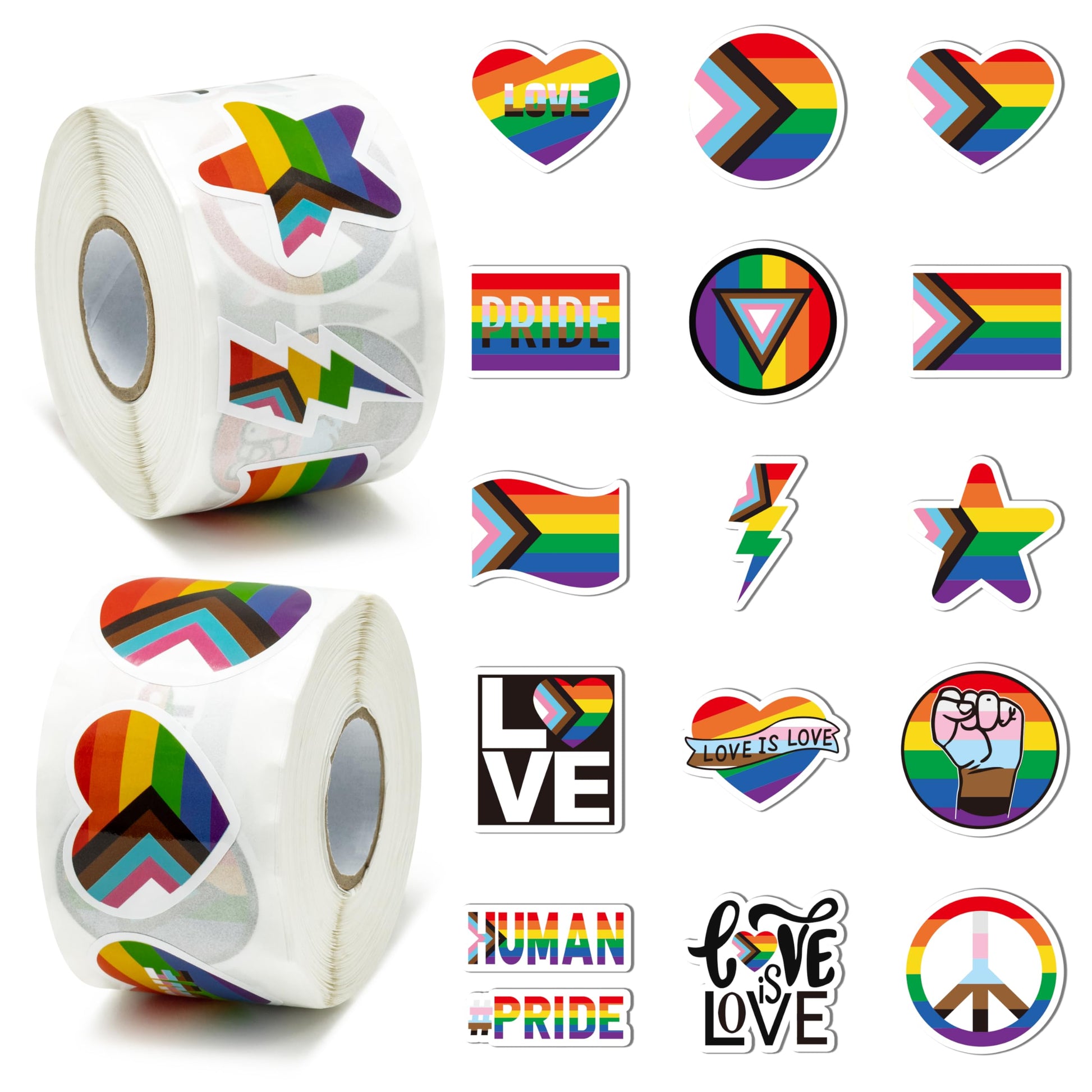 Beyumi Lgbtq Rainbow Flag Stickers - 1000Pcs Lgbtq Rainbow Flag Stickers In 2 Rolls Waterproof Vinyl Gay Pride Decals For Transgender Lesbian Bi Nonbinary Pride Parades Events Decoration Accessories