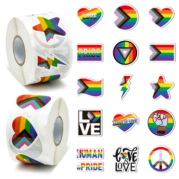 Beyumi Lgbtq Rainbow Flag Stickers - 1000Pcs Lgbtq Rainbow Flag Stickers In 2 Rolls Waterproof Vinyl Gay Pride Decals For Transgender Lesbian Bi Nonbinary Pride Parades Events Decoration Accessories