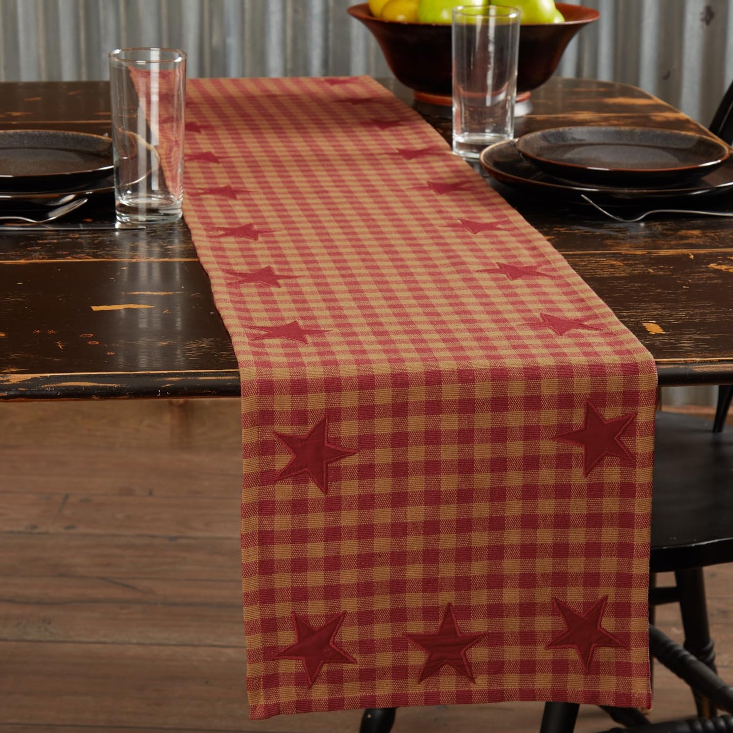 *Burgundy Star Woven Runner, 72&Quot;