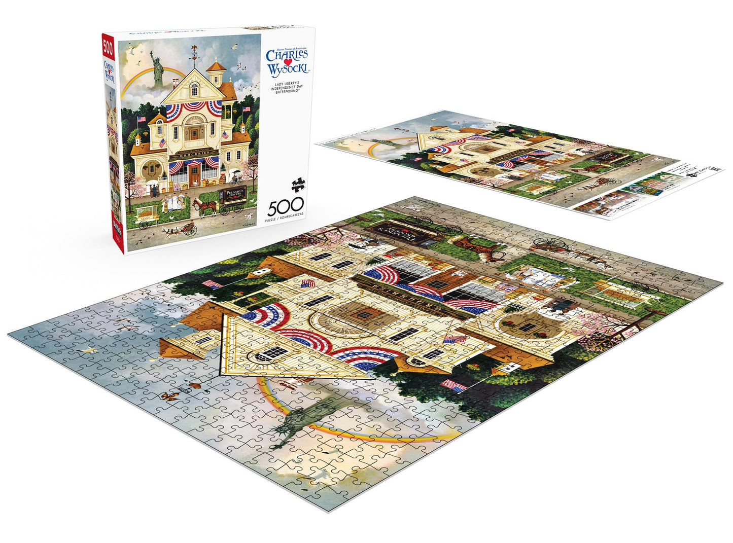 Buffalo Games - Charles Wysocki - Lady Liberty'S Independence Day Enterprising - 500 Piece Jigsaw Puzzle For Adults -Challenging Puzzle Perfect For Game Nights