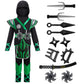 Spooktacular Creations Kids Green Ninja Costume  Child Boy Ninja Outfit Set  Halloween Costume for Toddler Themed Parties  Dress Up (3T  3-4 yrs)