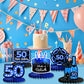 Happy 50th Birthday Honeycomb Centerpieces 9Pcs Stylish Sophisticated Blue Neon Theme Table Decor for Boys Girls Birthday Party