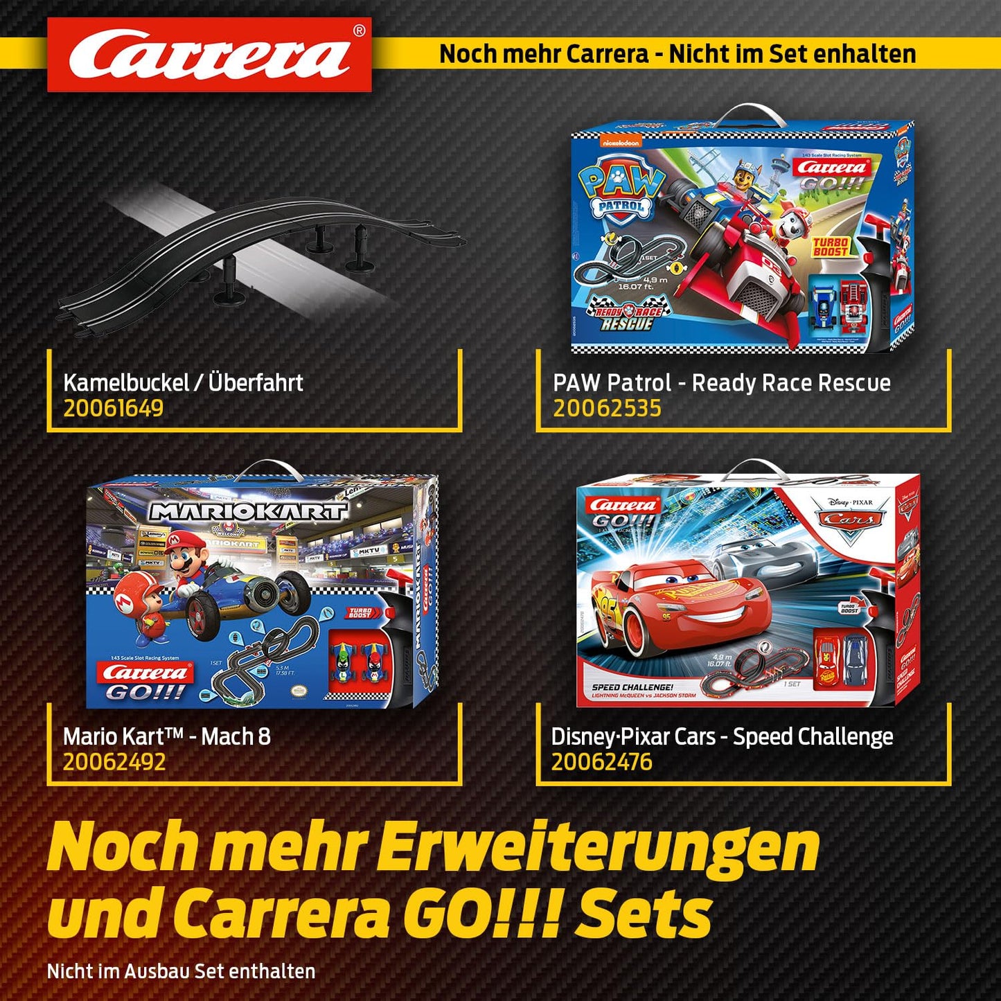 Carrera 61614 Go!!! And Digital 143 Extension Set 3 Add On Parts Includes Straights Curves High Curves, Medium