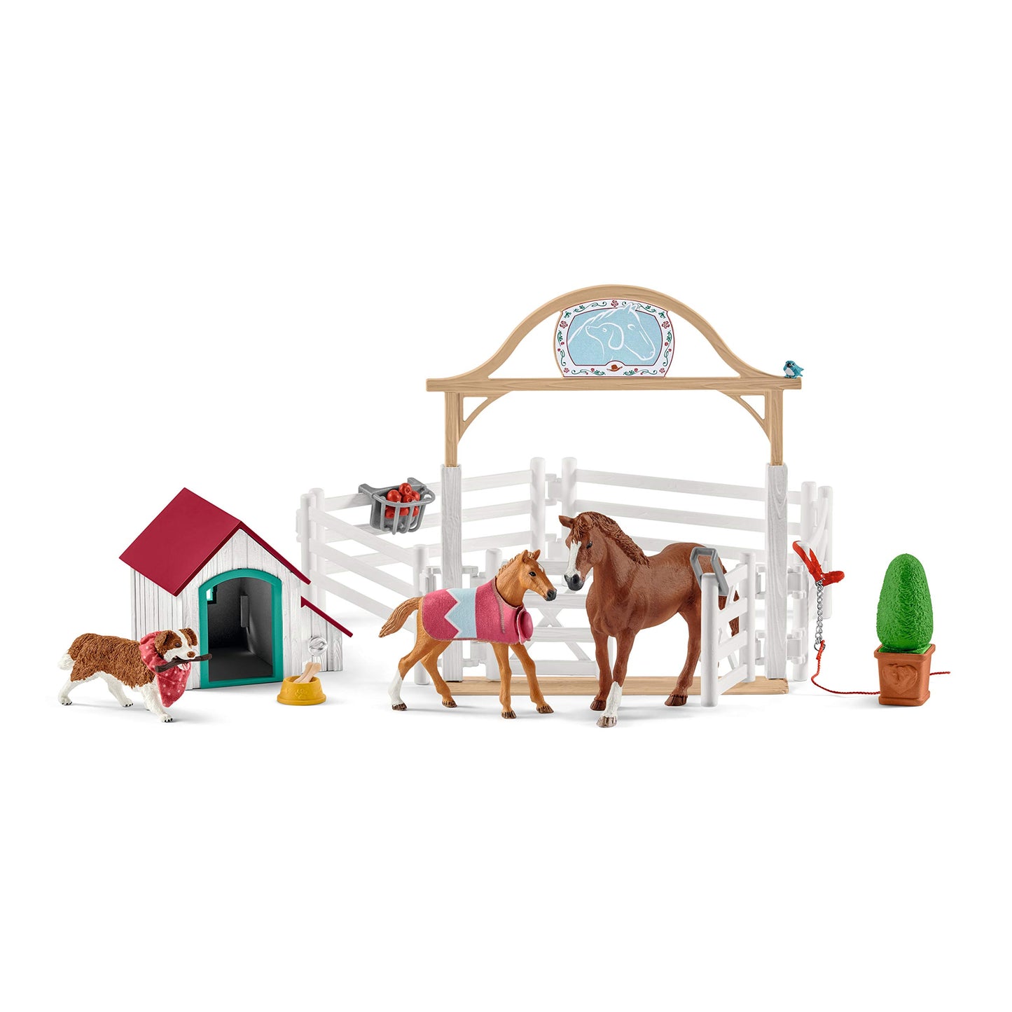 Schleich Horse Club, Horse Toys for Girls and Boys, Hannahs Guest Horses Horse Set with Ruby the Dog and Horse Toys, 20 pieces,