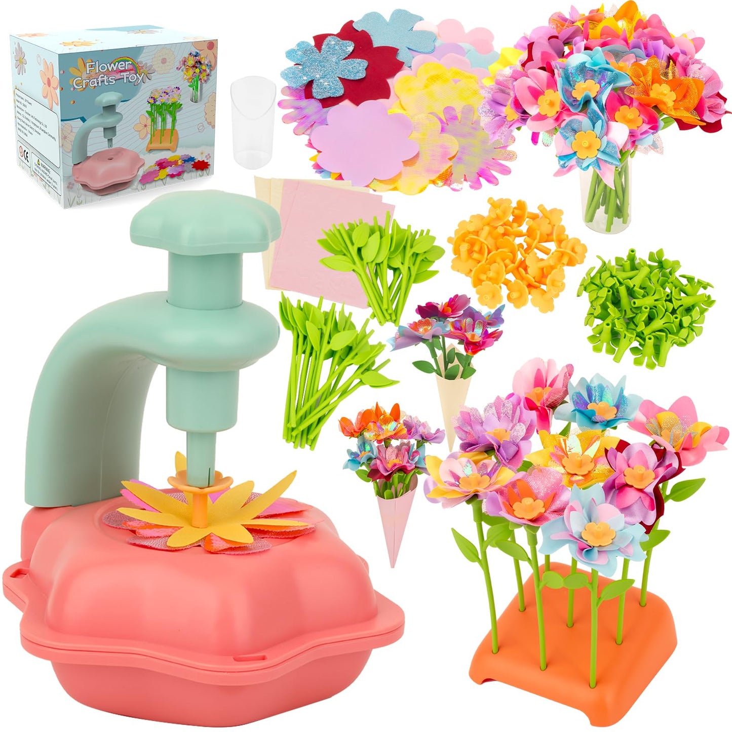 SOYUB Flower Bouquet Craft Kits - for 3 4 5 6 7 8 9 10+ Kids DIY Arts & Crafts Toys - Creative Birthday Gifts for Girls - Presch