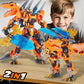 TIALLOW 2 in 1 Transforming Dinosaur Building Toy Set, Large Mecha Armor T-rex Model, Orange, F5-A0007, For Ages 8-14