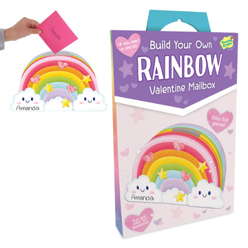 Peaceable Kingdom Valentines Box for Kids, Valentines Day Box Kit for Valentines Cards for Kids Classroom - Rainbow Mailbox Kit