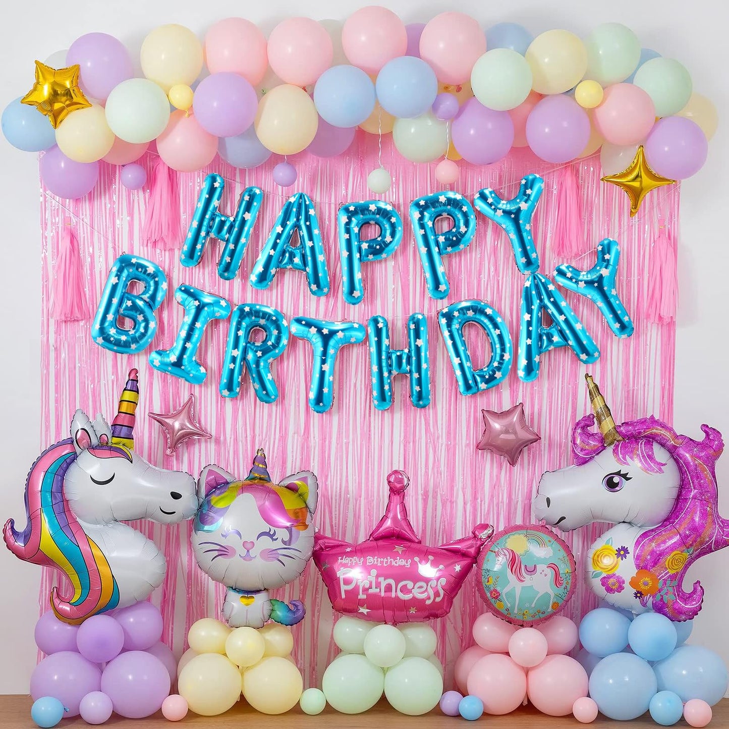 Canrevel Happy Birthday Banner 13Pcs 16 Inch Mylar Foil Letters Balloons Birthday Party Decorations For Kids And Adults - 3D Blu