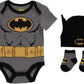 Dc Comics Batman Baby Clothes 3-Piece Set With Bodysuit, Baby Hat, And Baby Socks - Batman Baby Gift Set (Black/Yellow, 3-6M)