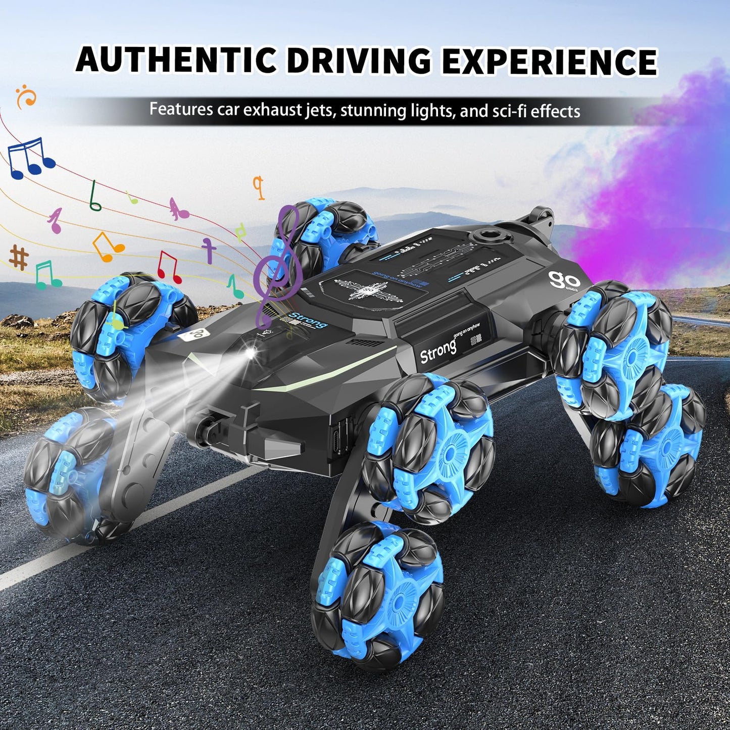 8Wd Gesture Sensing Stunt Rc Cars - 2.4Ghz 360 Rotation Remote Control Car With Spray, Light & Sound, Transform Drift Climbing R