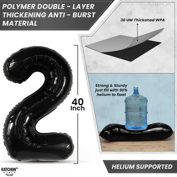 Katchon, Giant 2025 Balloon Numbers Black - 40 Inch | 2025 Balloons With Black Star Balloons For New Years Eve Party Supplies 2025 | 2025 Black Balloons For Happy New Year Decorations 2025, Nye Decor