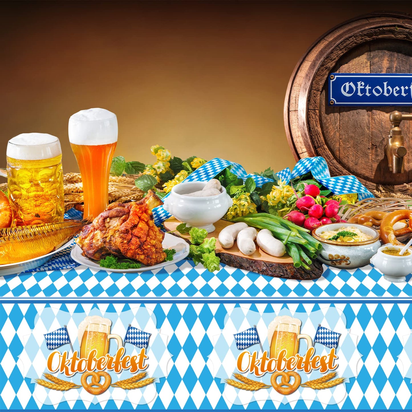 3 Pieces Oktoberfest Tablecloths Oktoberfest Party Supplies Oktoberfest Plastic Table Cover For Oktoberfest Party Favors Supplies Decoration