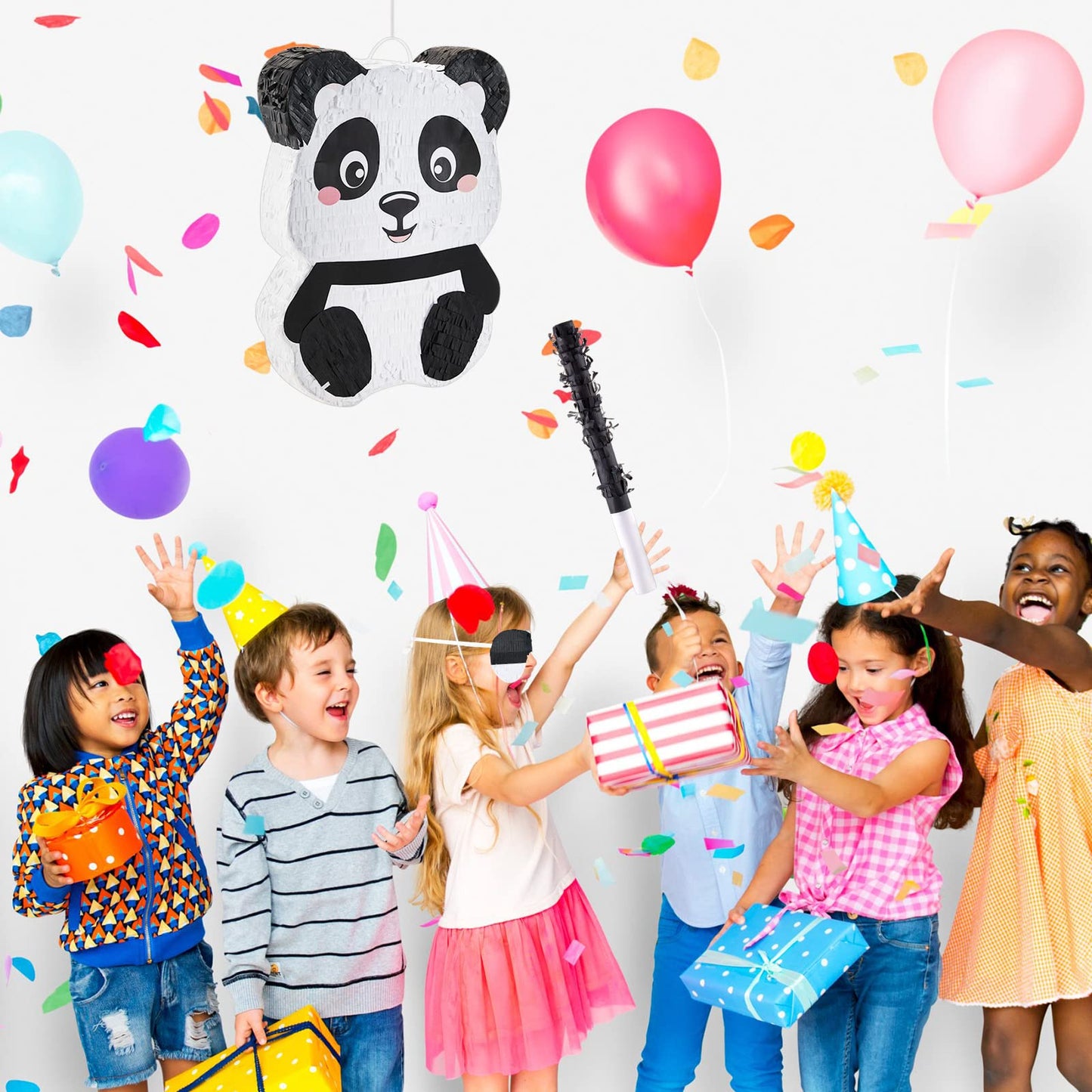 Lewtemi Piñatas For Birthday Party Colorful Piñata With Stick, Blindfold, Confetti For Adults Birthday Baby Shower Party Supplies(Panda Style)