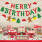 Zwiebeco Christmas Birthday Party Decorations Red Green Merry Birthday Banner Hanging Paper Christmas Tree Gingerbread Man Bells