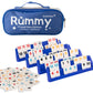 Doublefan Mini Rummy Set Travel Size Rummy Game with Portable Bag  Mini Rummy Cube Game for mature-themed and Kids 160 Tiles  6 Playing Rack  1 Dice (2-6 Players)