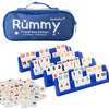 Doublefan Mini Rummy Set Travel Size Rummy Game with Portable Bag  Mini Rummy Cube Game for mature-themed and Kids 160 Tiles  6 Playing Rack  1 Dice (2-6 Players)