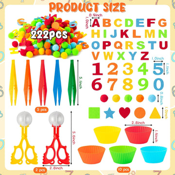 EZdhuawuse 240Pcs Alphanumeric Sensory Bin Fillers - Felt Letters & Numbers in Red, Orange, Green, Blue, Yellow for Kids Educational Activities
