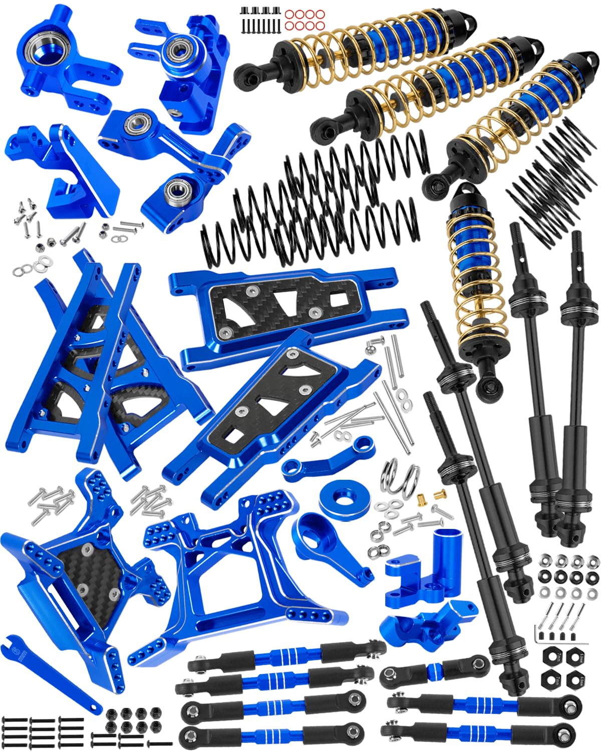 RCHuiWow RC Upgrades Part for 1/10 Rustler 4x4(VXL) 4WD,Driveshafts &Shocks Absorber &Turnbuckles & Suspension Arms &Shock Tower