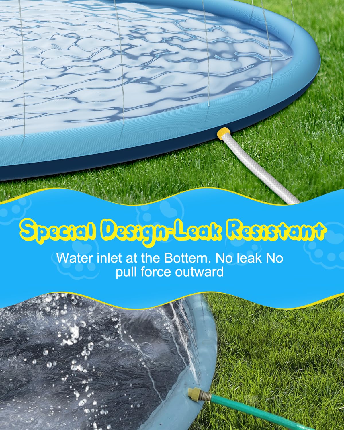 Raxurt Splash Pad For Kids And Dogs, 197'' Super Large Anti-Slip Splash Sprinkler Pad For Baby Toddler, Thicken Splash Pad Dog P