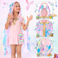 Princess Dress Up Cloak Princess Dress Up Clothes Mermaid Toys Rainbow Mermaid Princess Cloak Kit 9 Pcs Gift Set For Little Girls 3-8 Years Old, Great Gift Set For Birthday Christmas Halloween