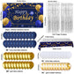 Puchod Blue and Gold Birthday Decorations Kit - Balloons, Tablecloth, Confetti, Foil Fringe Curtains for Men, Women, Boys, Girls Party