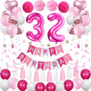 Sweet 32Nd Birthday Decorations For Women, Pink And White 32 Happy Birthday Balloons, 32Th Birthday Party Supplies Including Pin