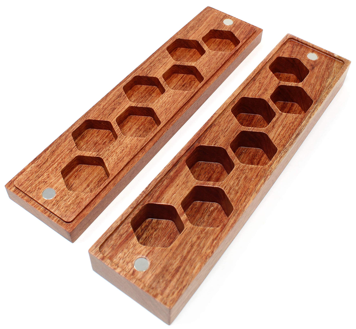 Bcb Wear Wood Dice Storage Case With Magnetic Lid - Box Holds Polyhedral 7 Die Set For Dnd, D&D, Rpg - Rosewood