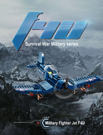 SEMKY Military Fighter Jet F4U WW2 Fighter Aircraft Jet Corsair Air Force Building Block Set (440 Pieces) -Building and Military Toys Gifts for Kid and mature-themed