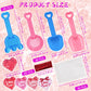 Fvcisshhu 28 Set Plastic Shovels Toy for Kids,Summer Beach Sand Shovel with I Dig You Cards Candy Bags Ties for Valentine's Part