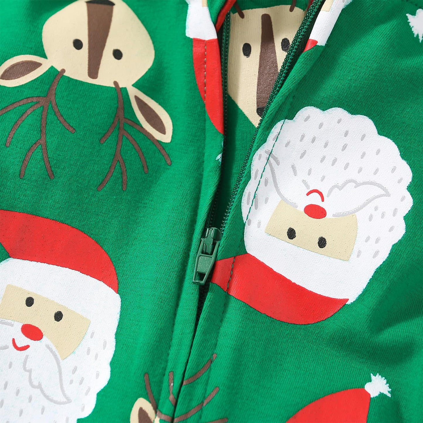 Fancyinn Infant Newborn Boy Girl Christmas Costume Xmas Long Sleeves Jumpsuit Elk Cosplay Zipper Romper Green Santa Claus 6-9Months
