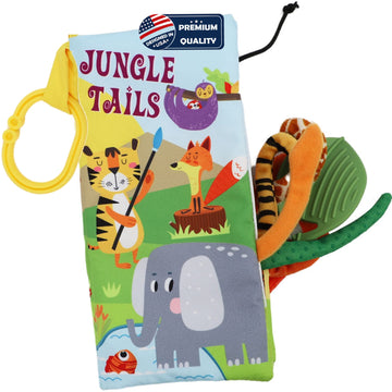 Bebe Mondo Jungle Baby Stroller Toys,Baby Books 0-6 Months,Touch And Feel Crinkle Cloth Books For Babies Infant Newborn Toys 0-3