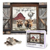 Highland Cow Jigsaw Puzzles 500 Pieces for Adults, Farm Animal & Daisies Country Scene, Rustic Window View Wooden Puzzle, Relaxi