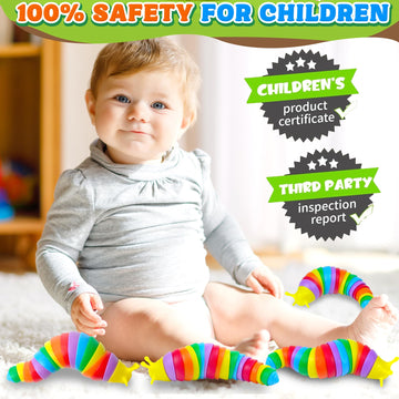 12Pcs Baby Sensory Fidget Slug Toys Pack, Asmr Travel Airplane Activities Road Trip Car Toy For Toddler Kids Figette Worm For Ad
