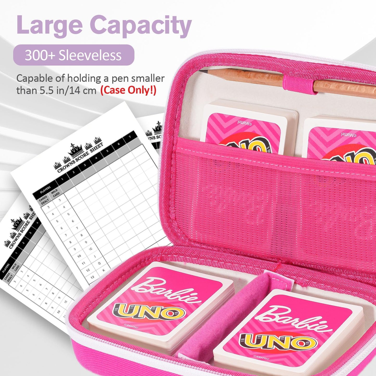 Procase Hard Playing Card Game Carrying Case, Travel Storage Box Holds 300+ Trading Cards, Bag Holder For Classic Board Game Uno, Five Crowns,Skyjo, Playmonster And More (Case Only) -Pink