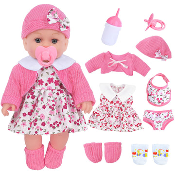 Zntwei 12 Inch Baby Doll Playset With Reborn Baby Dolls Clothes And Accessories Including Bottles, Nipple, Diaper, Bib, Underpan