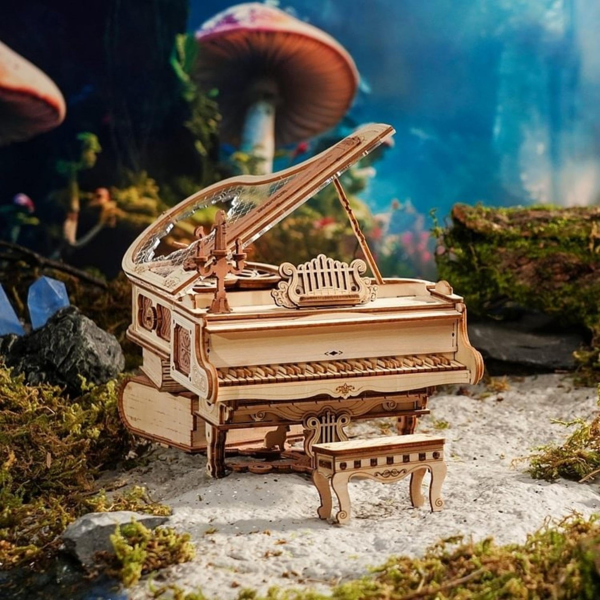 Robotime Amk81 Magic Piano 3D Puzzles For Adults-Mechanical 3D Puzzles Musical Instrument-Wooden Music Box Puzzle Kit To Build-Aesthetic Desk Decor Unique Gift For Men/Women