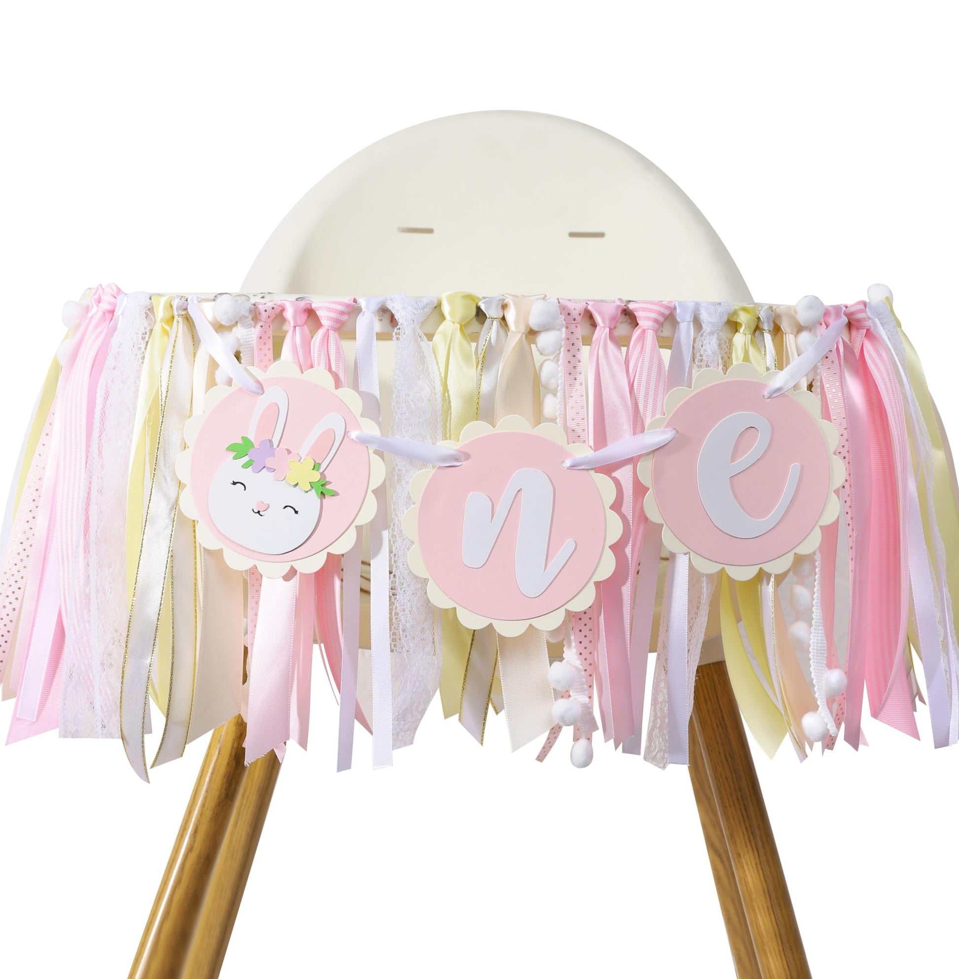 Some Bunny Is One High Chair Banner - Easter Bunny 1st Birthday Highchair Banner for Girls, Spring Rabbit 1st Birthday Decoratio