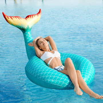 Jasonwell Giant Inflatable Mermaid Tail Pool Float With Fast Valves Pool Floaties Tube Summer Beach Swimming Pool Party Lounge R