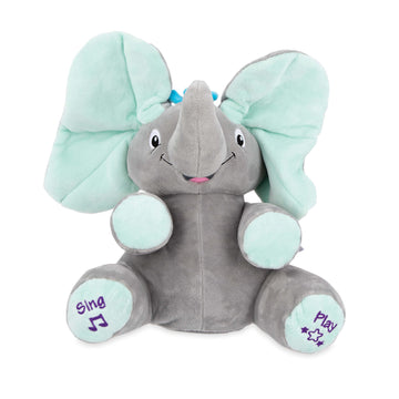 Nuby Peek a Boo Friends Animated Plush Toy with Music and Interactive Play, Baby Elephant