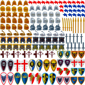 MIUTRUE Medieval Knight  Pack Accessories Set Building Block Toy protective covering Helmet Shield Bow Arrow Designed for Mini Figures Gift for Kids Boys Grils Building Kits Toys