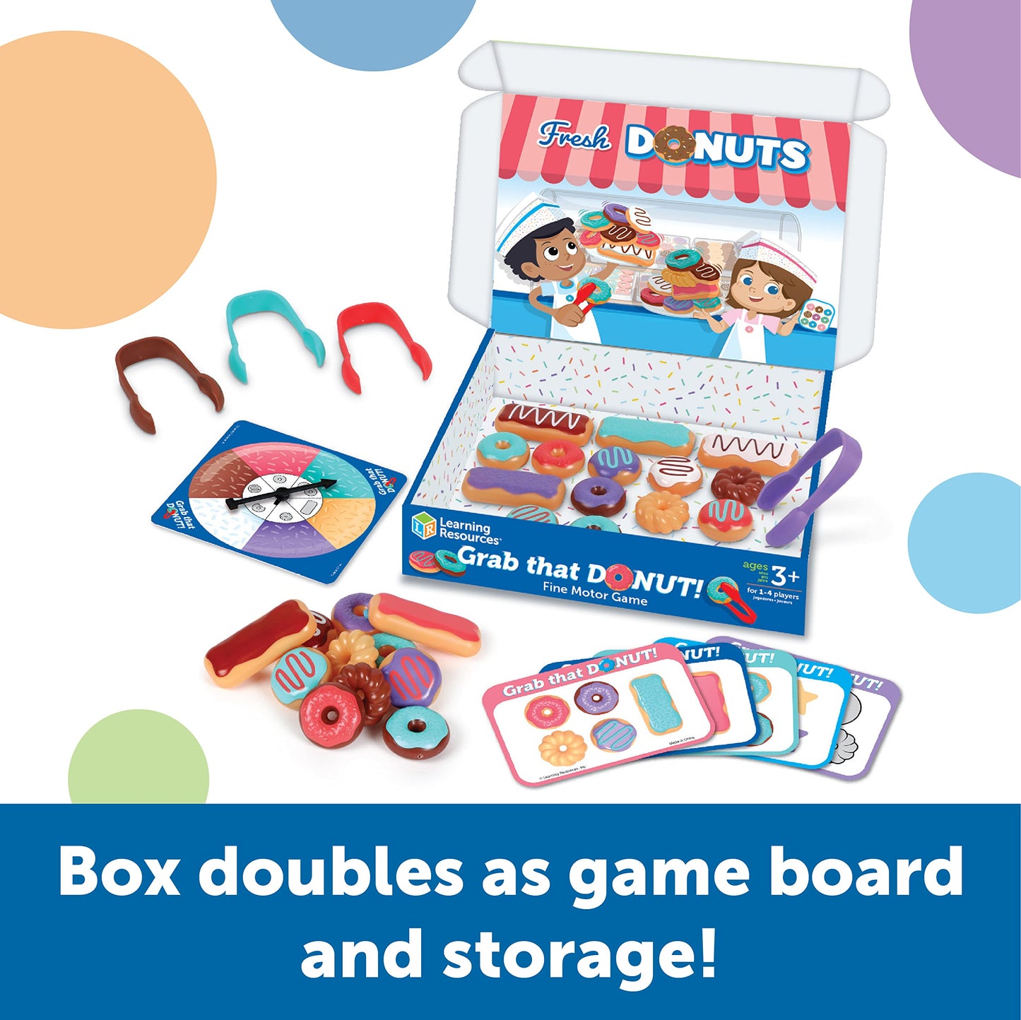 Learning Resources Grab That Donut!, 39 Pieces, Ages 3+,Fine Motor Game, Toddler Learning Toys,Toddler Toys, Educational Games For Kids, Preschool Games,Donut Toys
